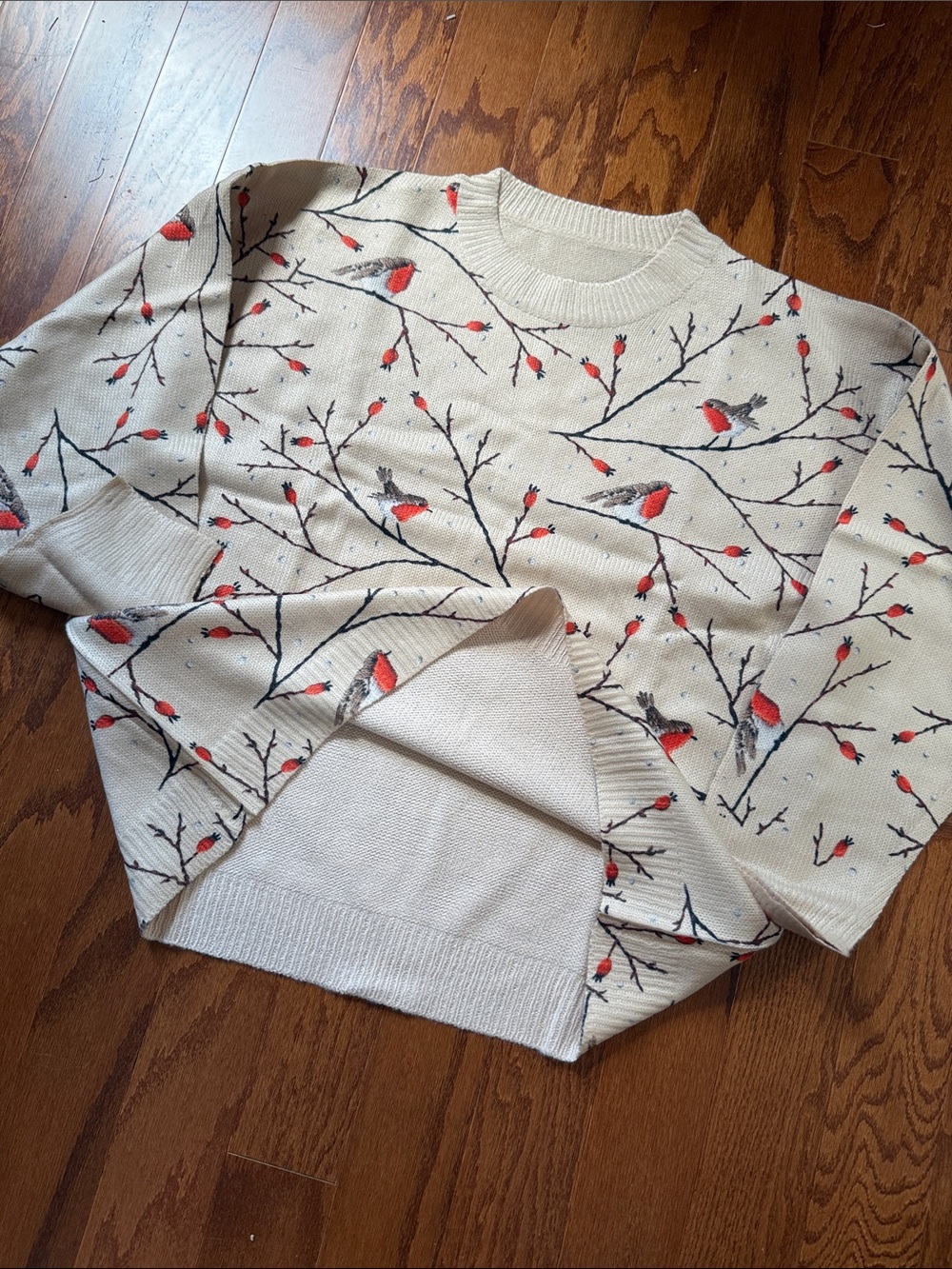 Robin & Berry Branch Print Lightweight Knit Sweater | Soft Fall Winter Pullover - Picture 9 of 9